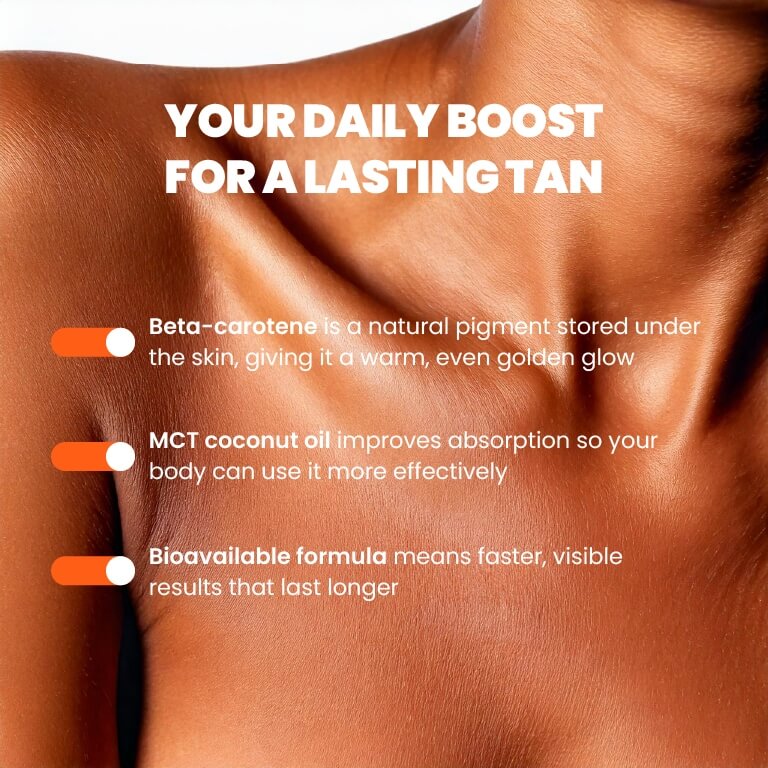 UK’s No.1 beta-carotene tanning capsules – trusted for a natural, radiant complexion all year round with plant-based, science-backed ingredients.
